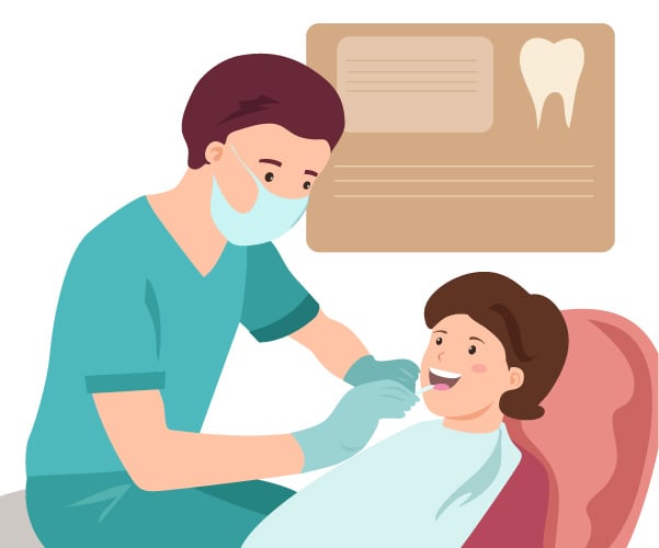Zeichnung Zahnarzt und Patient